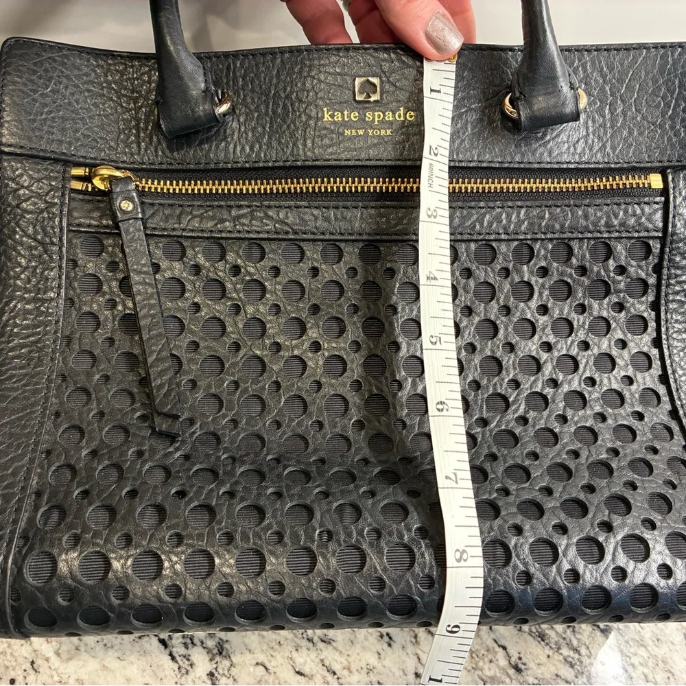 Kate Spade Tote Purse Black with gold accent and lattice detail - Picture 11 of 14